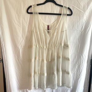 Pure energy ivory sheer lace tank tunic babydoll